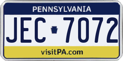 PA license plate JEC7072