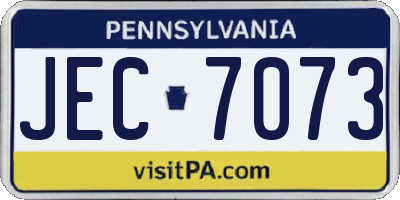 PA license plate JEC7073