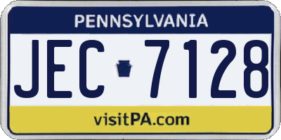 PA license plate JEC7128