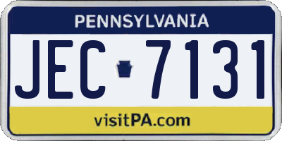 PA license plate JEC7131
