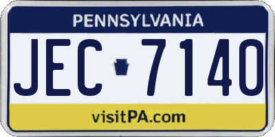 PA license plate JEC7140