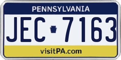 PA license plate JEC7163