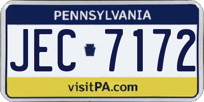 PA license plate JEC7172