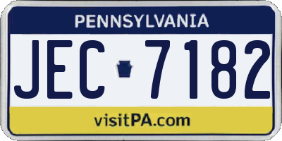 PA license plate JEC7182