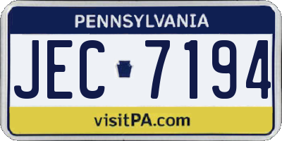 PA license plate JEC7194