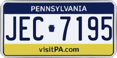PA license plate JEC7195