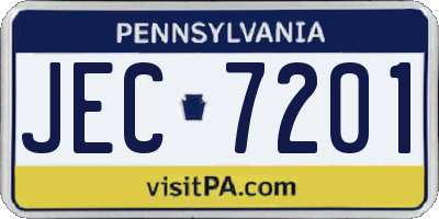 PA license plate JEC7201