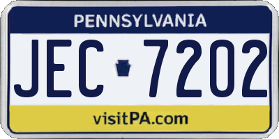 PA license plate JEC7202