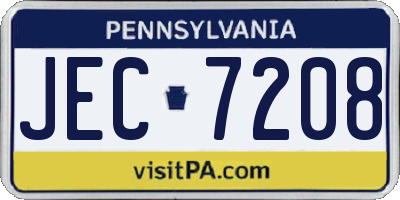 PA license plate JEC7208