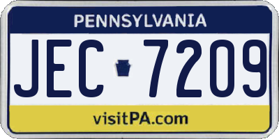 PA license plate JEC7209