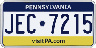 PA license plate JEC7215