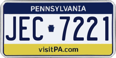 PA license plate JEC7221