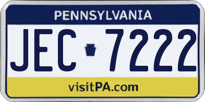 PA license plate JEC7222