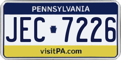 PA license plate JEC7226