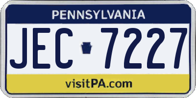 PA license plate JEC7227