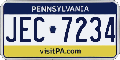 PA license plate JEC7234