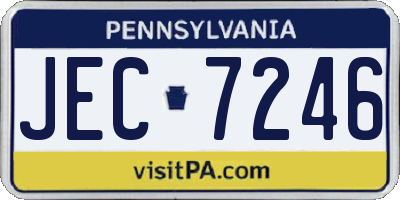 PA license plate JEC7246