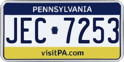 PA license plate JEC7253