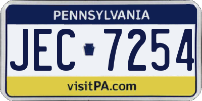 PA license plate JEC7254