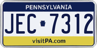 PA license plate JEC7312