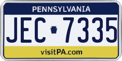 PA license plate JEC7335