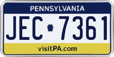 PA license plate JEC7361