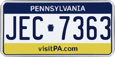 PA license plate JEC7363