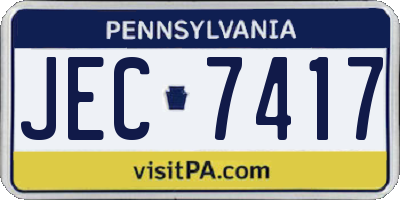 PA license plate JEC7417