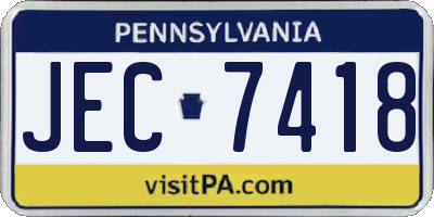 PA license plate JEC7418
