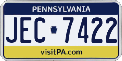 PA license plate JEC7422