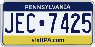 PA license plate JEC7425