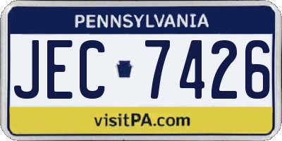 PA license plate JEC7426