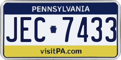 PA license plate JEC7433