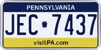 PA license plate JEC7437