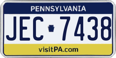 PA license plate JEC7438