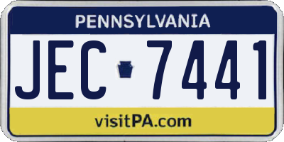 PA license plate JEC7441