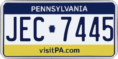 PA license plate JEC7445