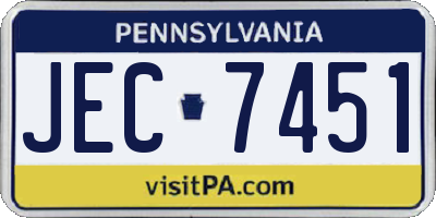 PA license plate JEC7451