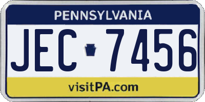 PA license plate JEC7456