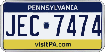 PA license plate JEC7474