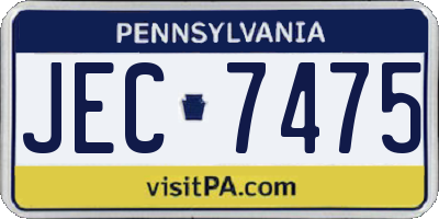 PA license plate JEC7475