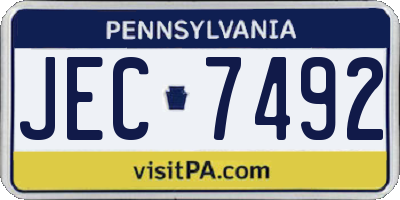 PA license plate JEC7492