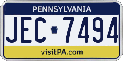 PA license plate JEC7494