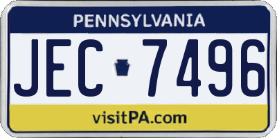PA license plate JEC7496