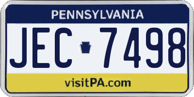 PA license plate JEC7498