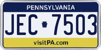PA license plate JEC7503