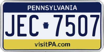 PA license plate JEC7507