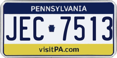 PA license plate JEC7513