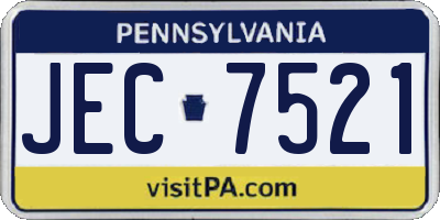 PA license plate JEC7521