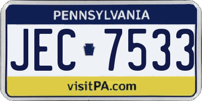PA license plate JEC7533